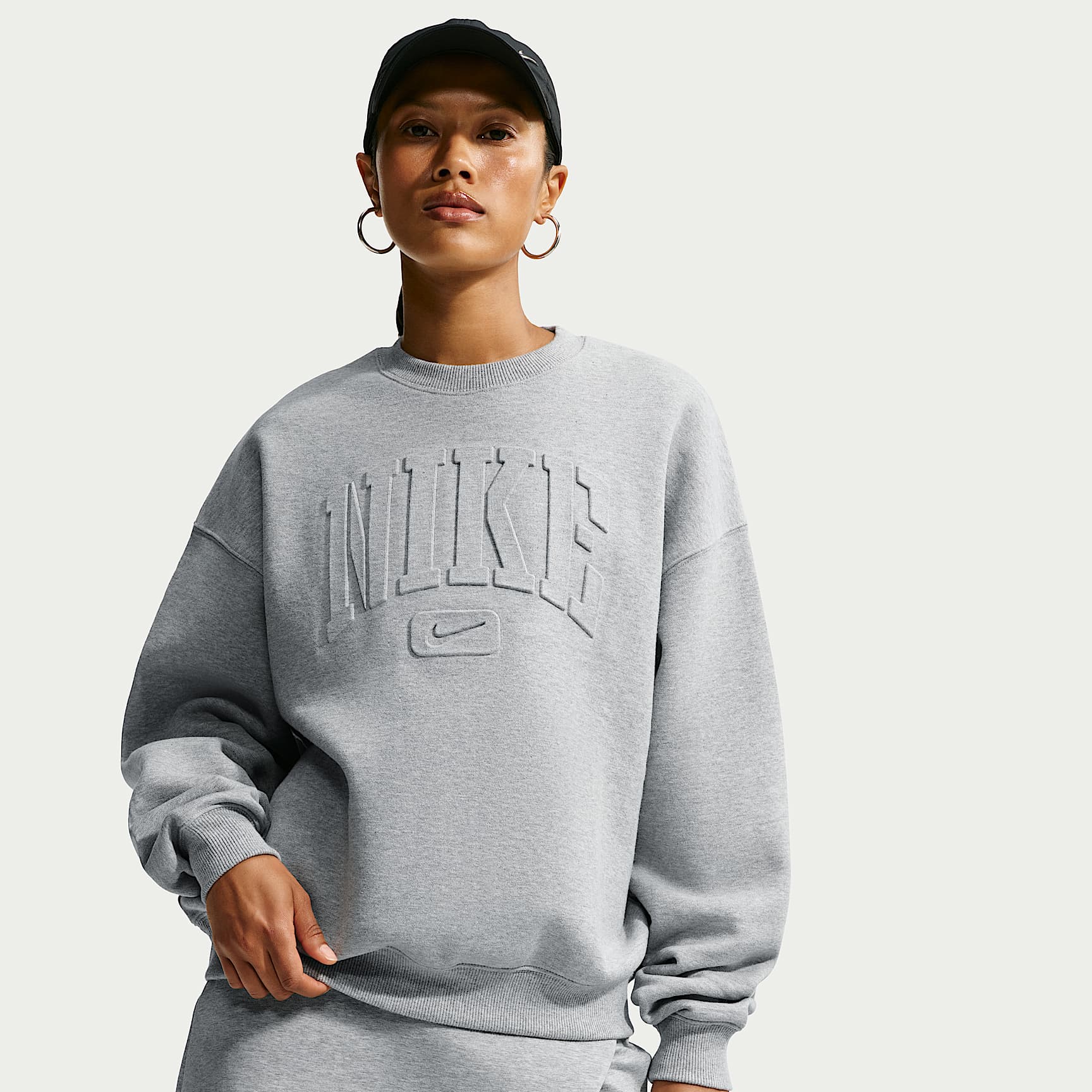 Nike Studio Fleece Medium Weight Women's Oversized Embossed Crew